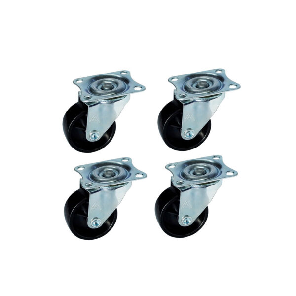 KIT C/ 4 PCS RODIZIO MESA GIRATORIO SEM FREIO R0389 PRETO 38MM (PP) ZI
