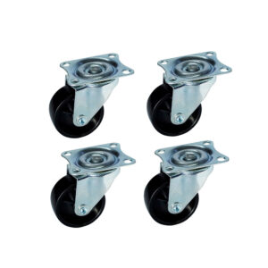 KIT C/ 4 PCS RODIZIO MESA GIRATORIO SEM FREIO R0509 PRETO 50MM (PP) ZI