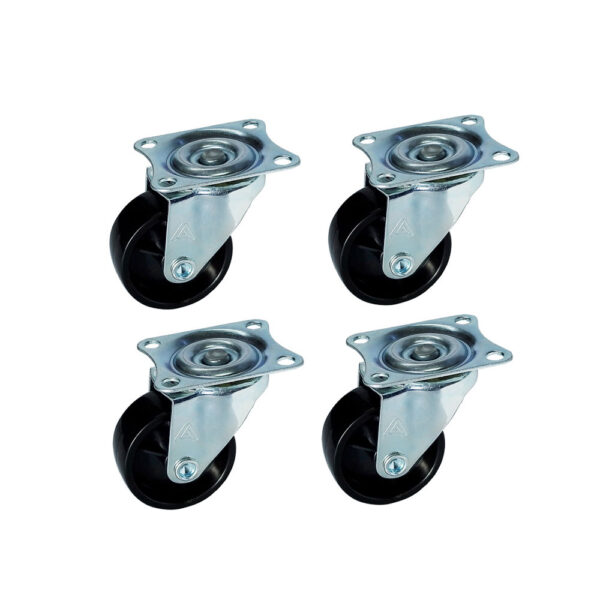 KIT C/ 4 PCS RODIZIO MESA GIRATORIO SEM FREIO R0509 PRETO 50MM (PP) ZI